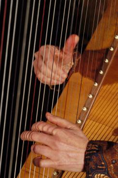 Correct left and right hand position on the harp