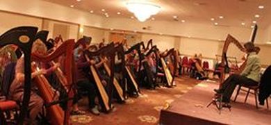 Alison teaching harp workshops at Northern Lights Harp Festival in Ottawa