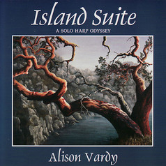 Cover of Alison's CD Island Suite - scene of arbutus tree on rocky west coast painted by Chris Broadbent
